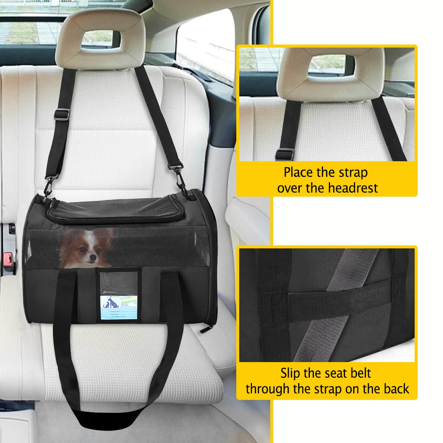 Refrze Pet Carrier Airline Approved, Cat Carriers for Medium Cats Small Cats, Soft Dog Carriers for Small Dogs, TSA Approved Pet Carrier for Cat Dog of 15 Lbs, Puppy Carrier,Black