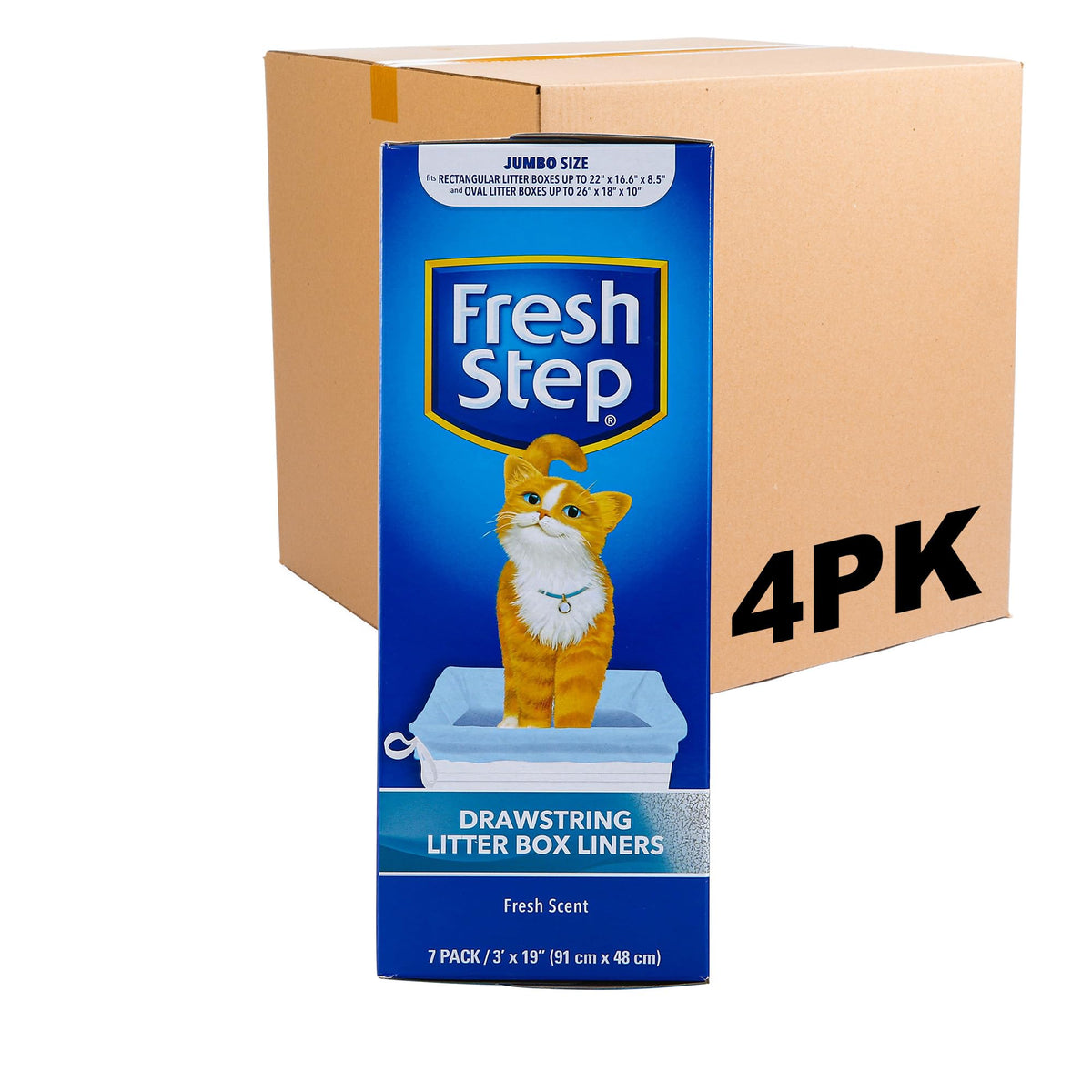 Fresh Step Drawstring Cat Litter Box Liners, Scented, 2.5 ft x 17 in, 7 Ct