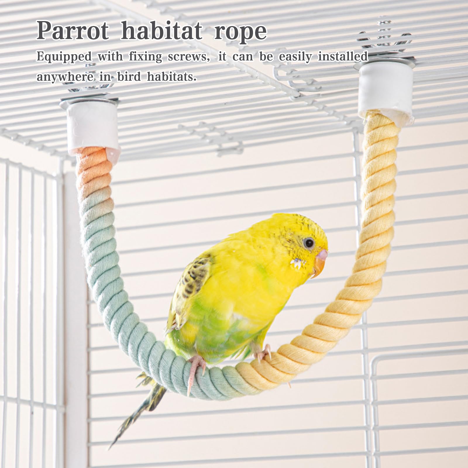3pcs Gradient Colorful Bird Rope Perch Stand