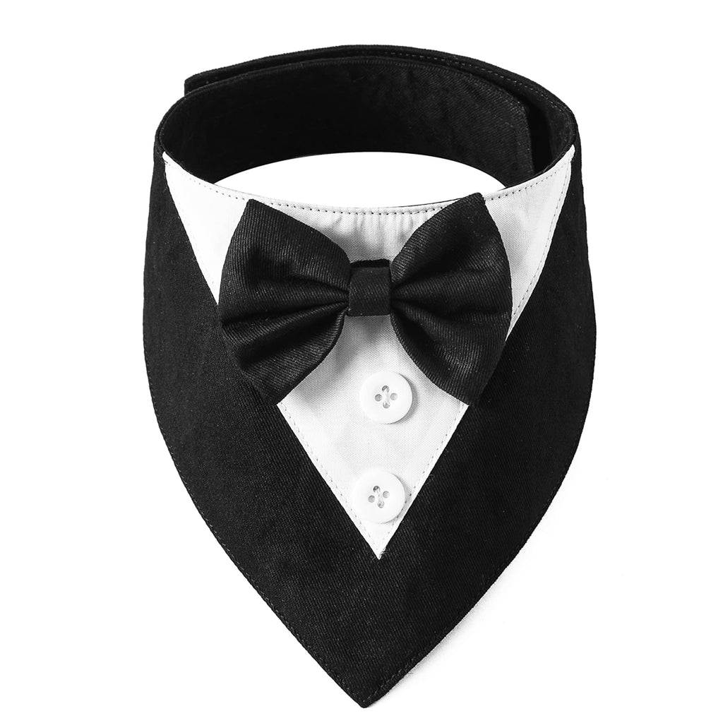 ADOGGYGO Dog Tuxedo Bandana, Wedding Birthday Dog Bow Tie, Black, Large