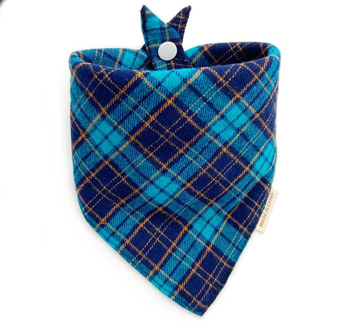 Dog Bandana(Neon Tangerine Buffalo Plaid L)