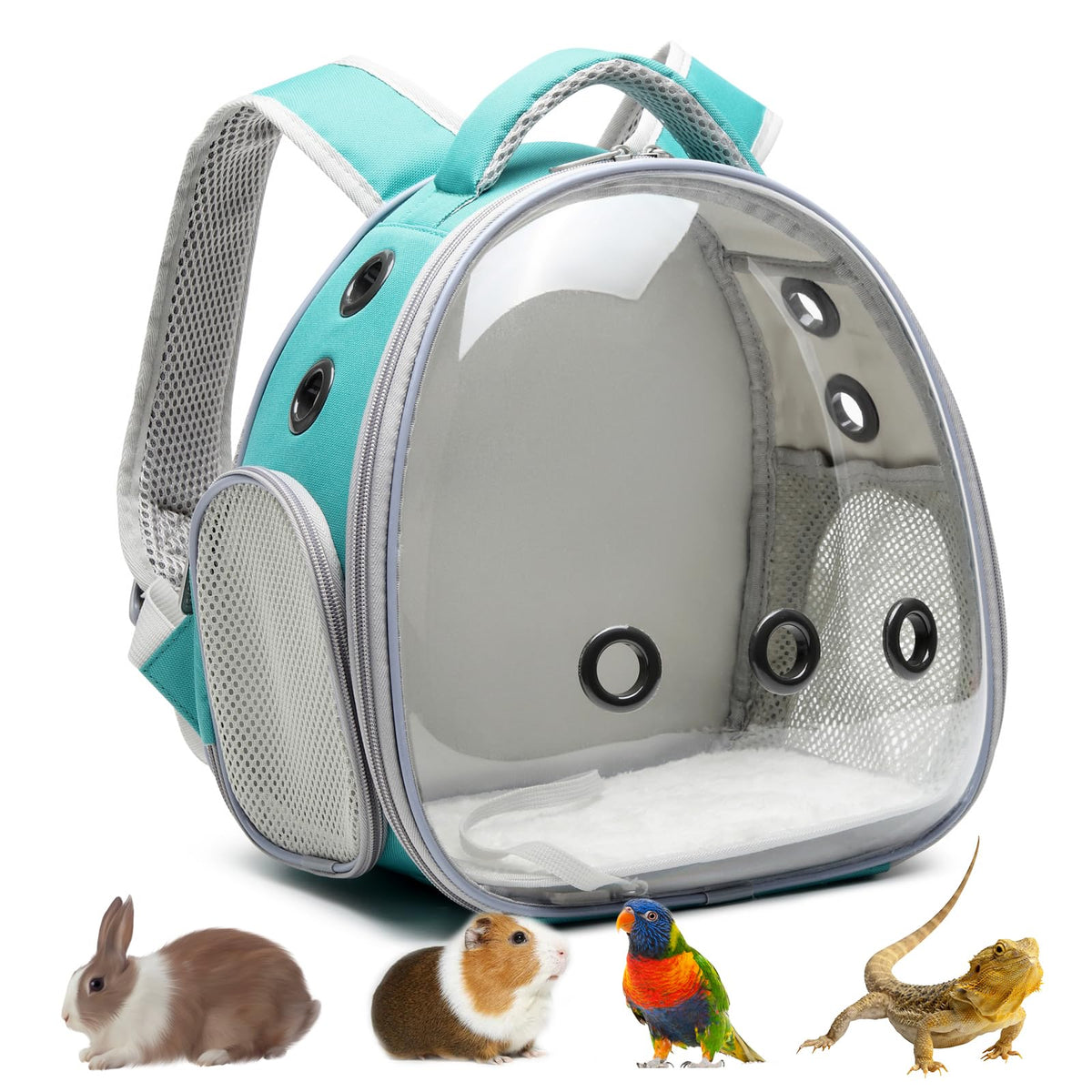 Ioview Portable Travel pet Backpack Carrier Hamster Bag Guinea Pig Bird Small Dog cat Turtle Carrier Rabbit Cage Squirrel Bearded Dragon Breathable Hangbag (Hua+Accessories)