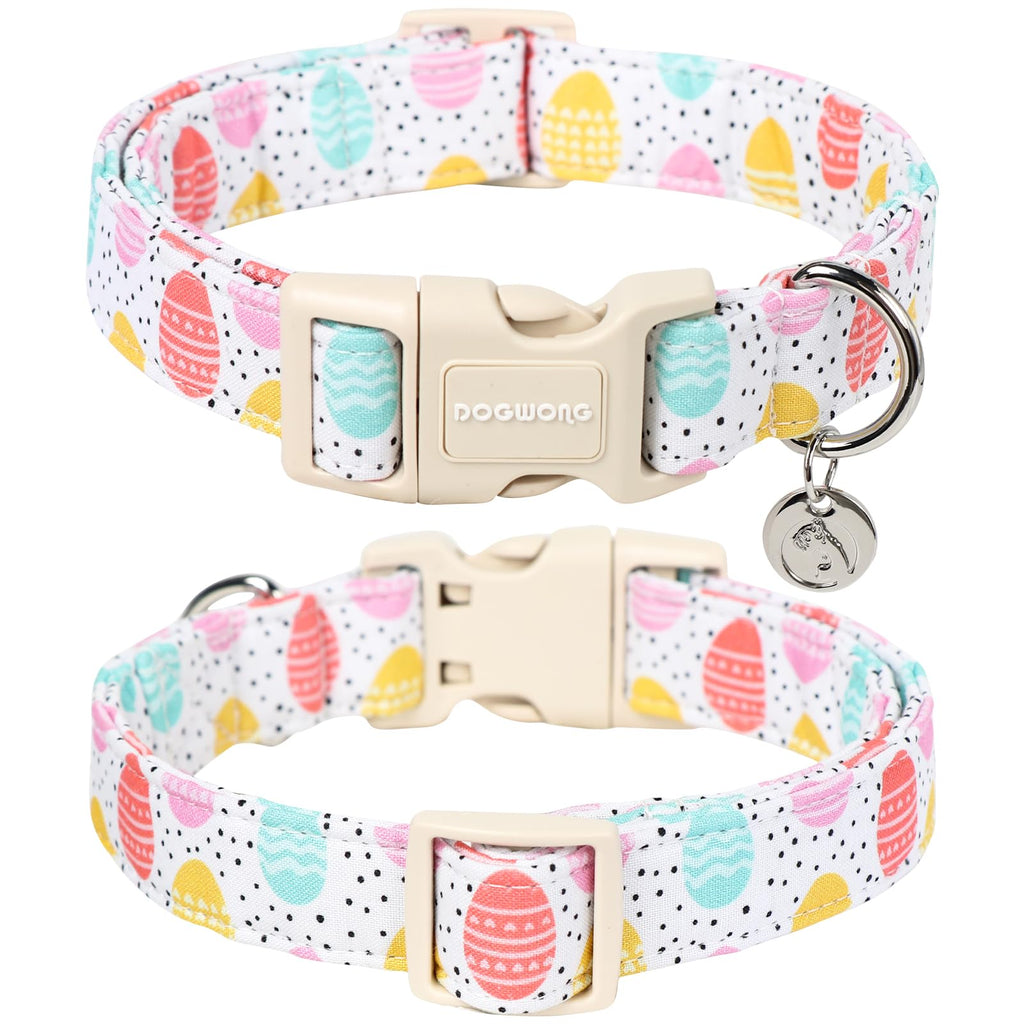 DOGWONG Easter Dog Collar, Colorful Egg Dog Collar Soft Durable Adjustable Costume Cute Easter Puppy Collar for Small Medium Large Dog