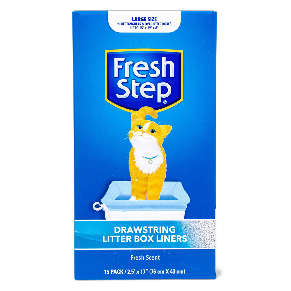 Fresh Step Drawstring Cat Litter Box Liners, Scented, 2.5 ft x 17 in, 7 Ct