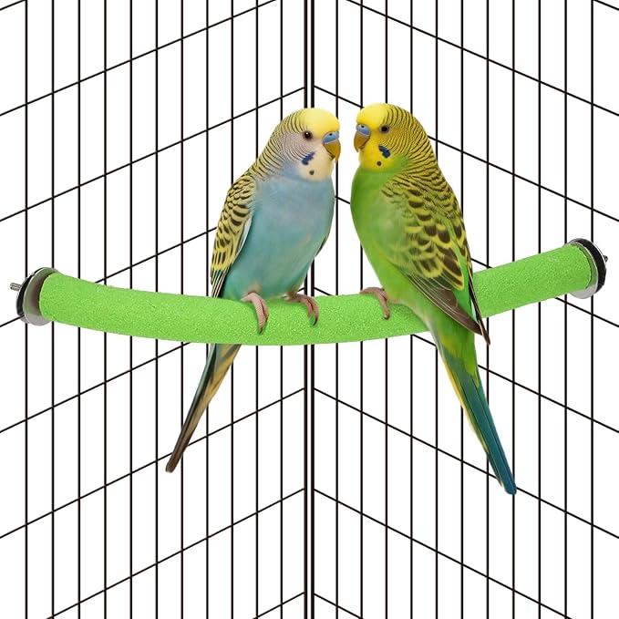 Rypet 90-Degree Parrot Perch for Cage Corner, Quartz Bird Perch (Green XL)