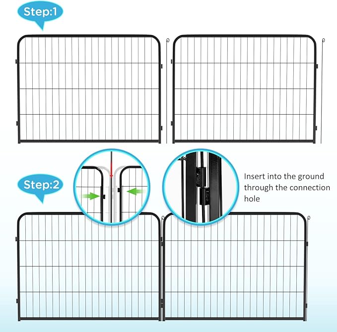 BestPet | Dog Playpen Extender | 32 Inch, 2 Panels | Heavy Duty Metal Pet Exercise Pen | Indoor Outdoor Fence Panels | Rust-Resistant, Removable, Tool-Free Setup | Anti-Skid, Expandable Design