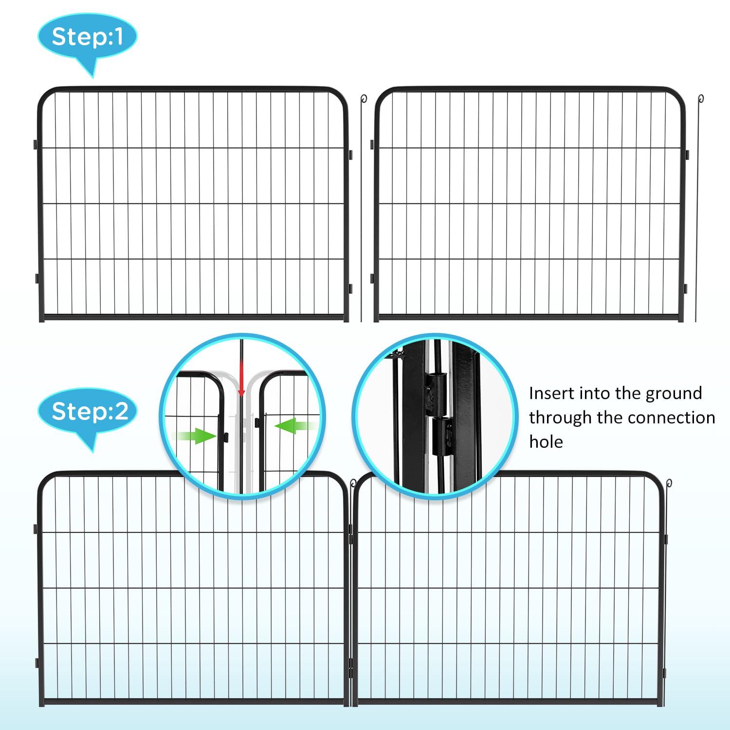 BestPet | Dog Playpen Extender | 32 Inch, 2 Panels | Heavy Duty Metal Pet Exercise Pen | Indoor Outdoor Fence Panels | Rust-Resistant, Removable, Tool-Free Setup | Anti-Skid, Expandable Design