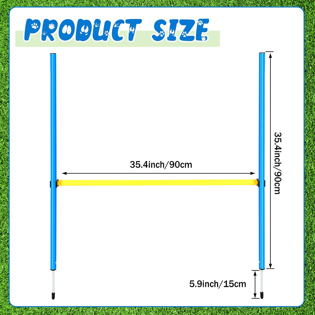 Hollowfly 8 Set Dog Agility Jump Adjustable Dog Agility Hurdle Training Equipment Portable Jumper Hurdle Park Indoor Outdoor Exercise Tool 3.44ft High/ 2.95ft Wide(Blue and Yellow)
