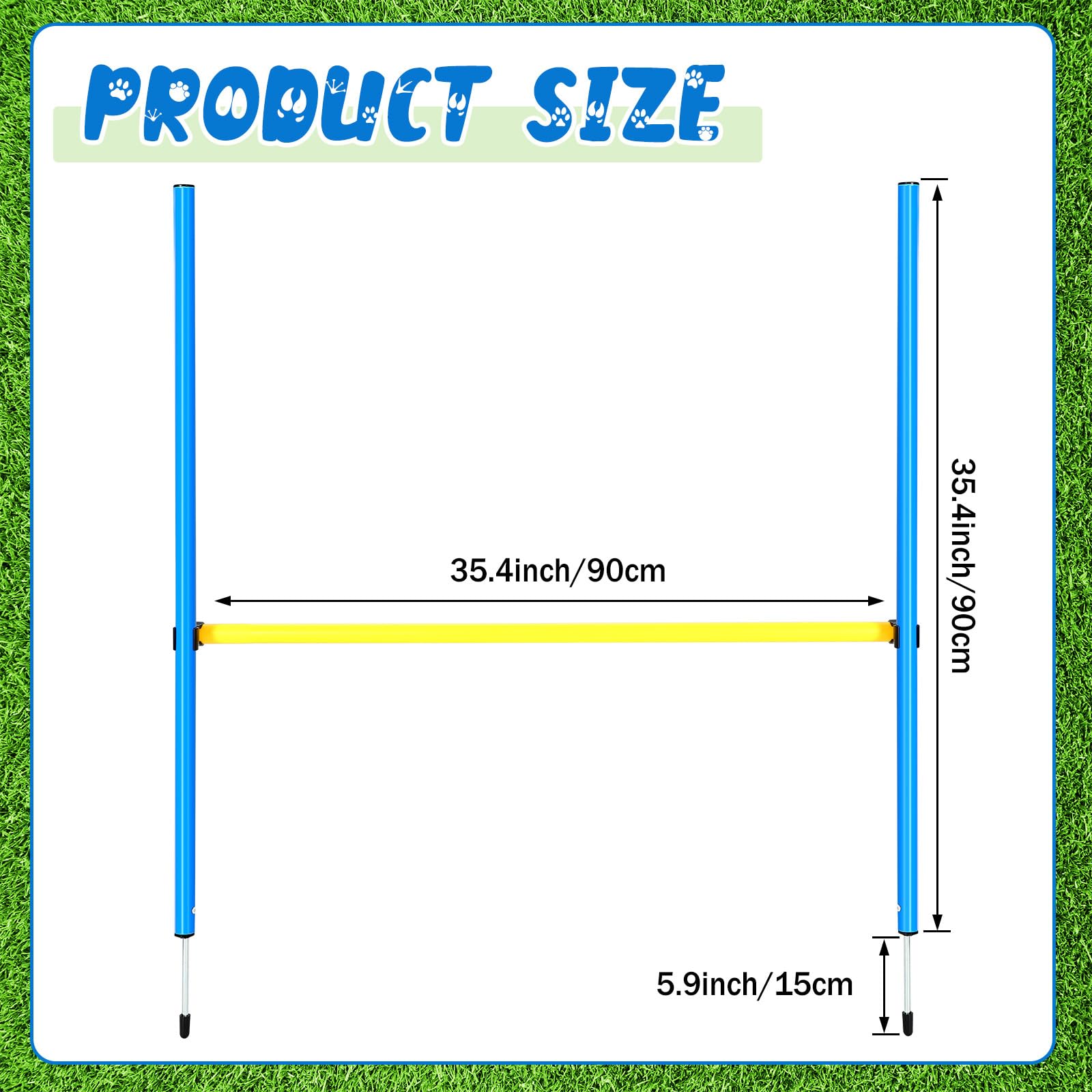 Hollowfly 8 Set Dog Agility Jump Adjustable Dog Agility Hurdle Training Equipment Portable Jumper Hurdle Park Indoor Outdoor Exercise Tool 3.44ft High/ 2.95ft Wide(Blue and Yellow)