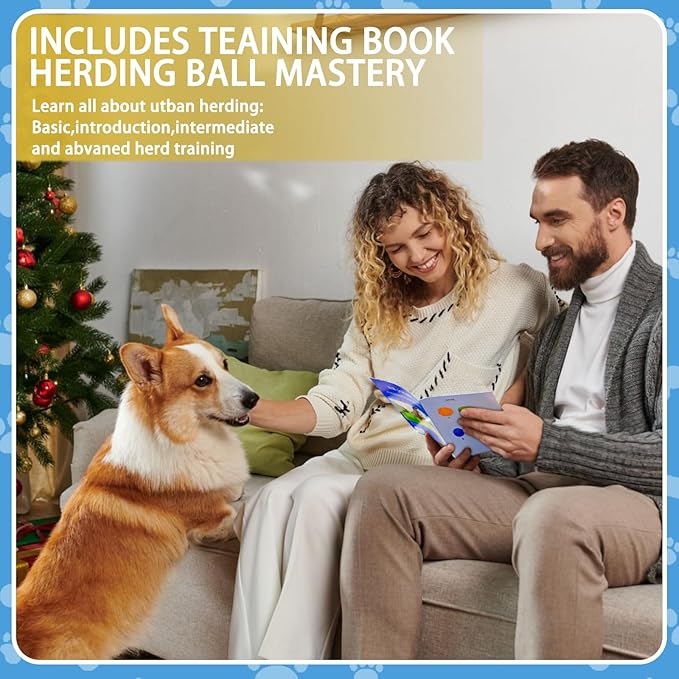 Herding Ball for Dogs, Dual Layered Herding Dog Ball Set for Australian Shepherd, Cattle, Collie, Dog Agility Equipment-Free Training Book