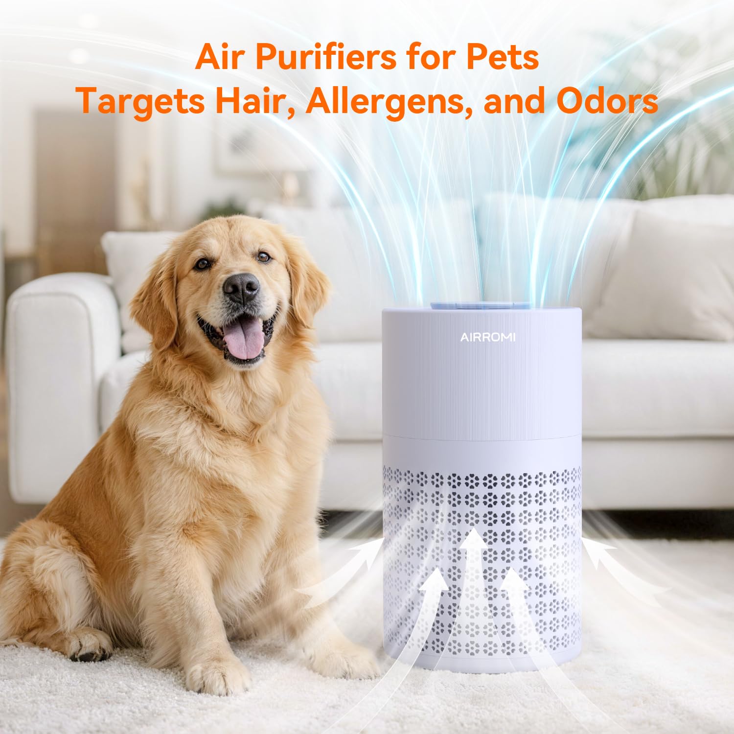 AIRROMI Air Purifier for Bedroom with A2001 Lavender Purple