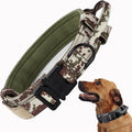 Tactical Dog Collar, Adjustable Military Training Nylon Dog Collar with Control Handle and Heavy Quick-Release Metal Buckle for Small Medium Large Dogs, Camo M