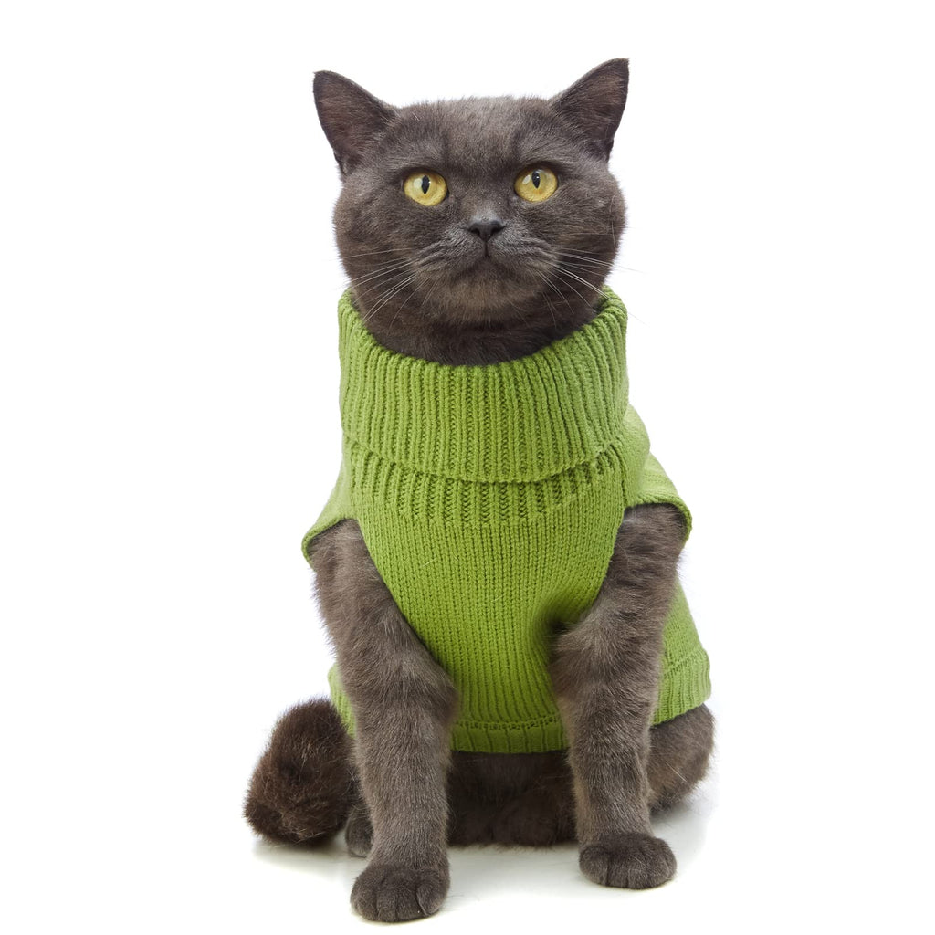 Jnancun Cat Sweater Stretchy,19 Colors,6 Sizes,Snug Winter (Green, X-Small, Vest)