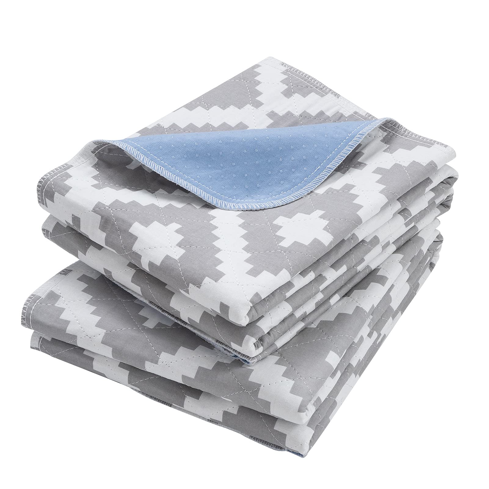 OUTCREATOR® Washable Bed Pads 34" x 56" (Pack of 2), Incontinence Mattress Protector, Anti-Slip Waterproof Underpads for Adults Kids Elderly Pets, Absorbency & Reusable Bedwetting Pads (Gray Geometry)