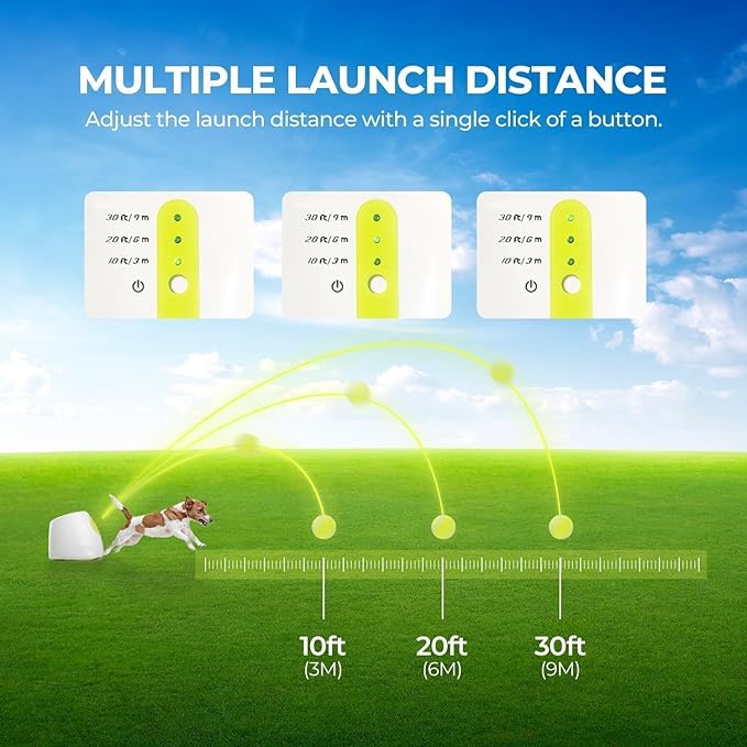 ALL FOR PAWS Automatic Dog Ball Launcher, Interactive Fetch Toy for Small to Medium Dogs, Pet Thrower Machine for Indoor & Outdoor Play, 3 Pcs 2-Inch Balls Included