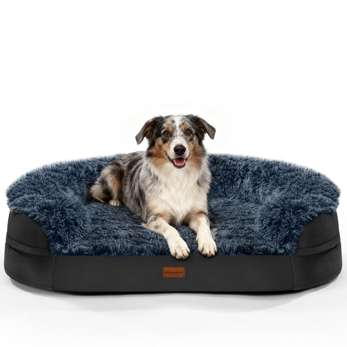 iweepet Fluffy Orthopedic Dog Beds for Large & Extra Large Dogs, 41" Calming Dog Sofa Bed with Supportive 28D Egg-Crate Foam, Removable Washable Cover, Waterproof Lining, for Puppy,Senior,Sick