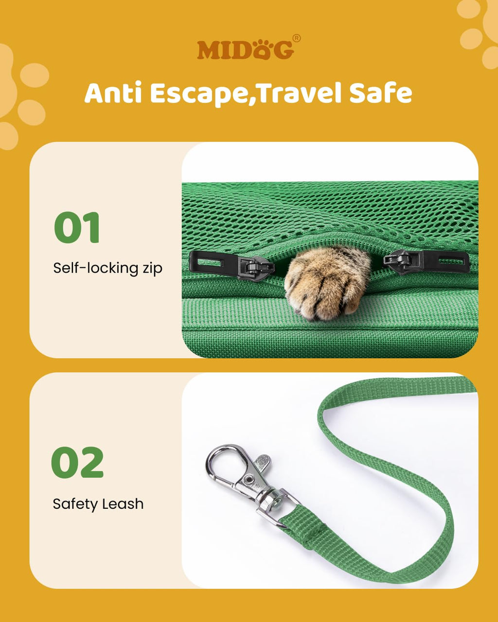 MIDOG Cat Carrier Soft for Small-Medium Cats Up to 15lbs, Airline Approved