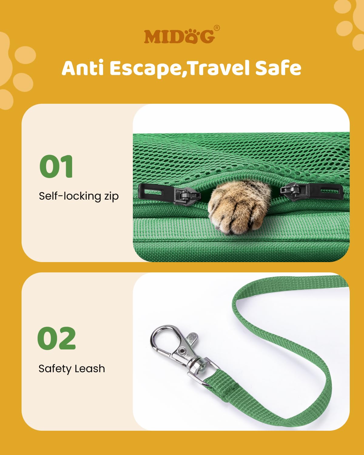 MIDOG Cat Carrier Soft for Small-Medium Cats Up to 15lbs, Airline Approved