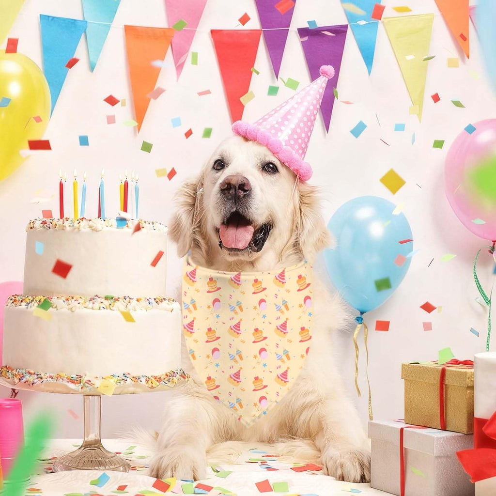 Birthday Dog Bandanas, Double Side Reversible Large Pet Scarves, Celebration Set, Adjustable Triangle Holiday Bandanas for Dogs Girl Boy Pets