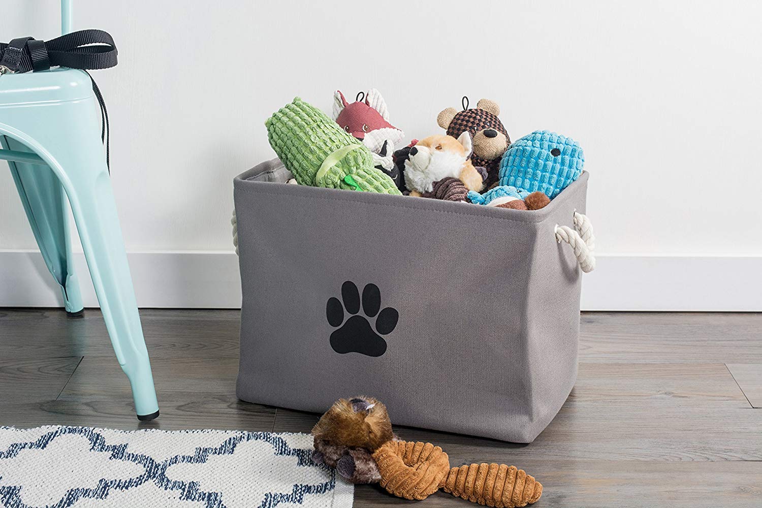 Bone Dry Pet Storage Collection Collapsible Bin, Small Rectangle, Gray