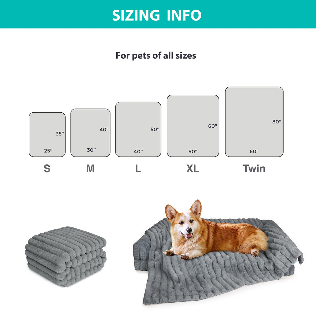ZAKAPAWS Waterproof Pet Blanket for Large Dogs & Cats - Reversible Calming Plush, Washable Furniture Cover for Couch, Bed, Car Seat, Blocks Leaks, Stains & Pet Fur (Grey, 30"x40")