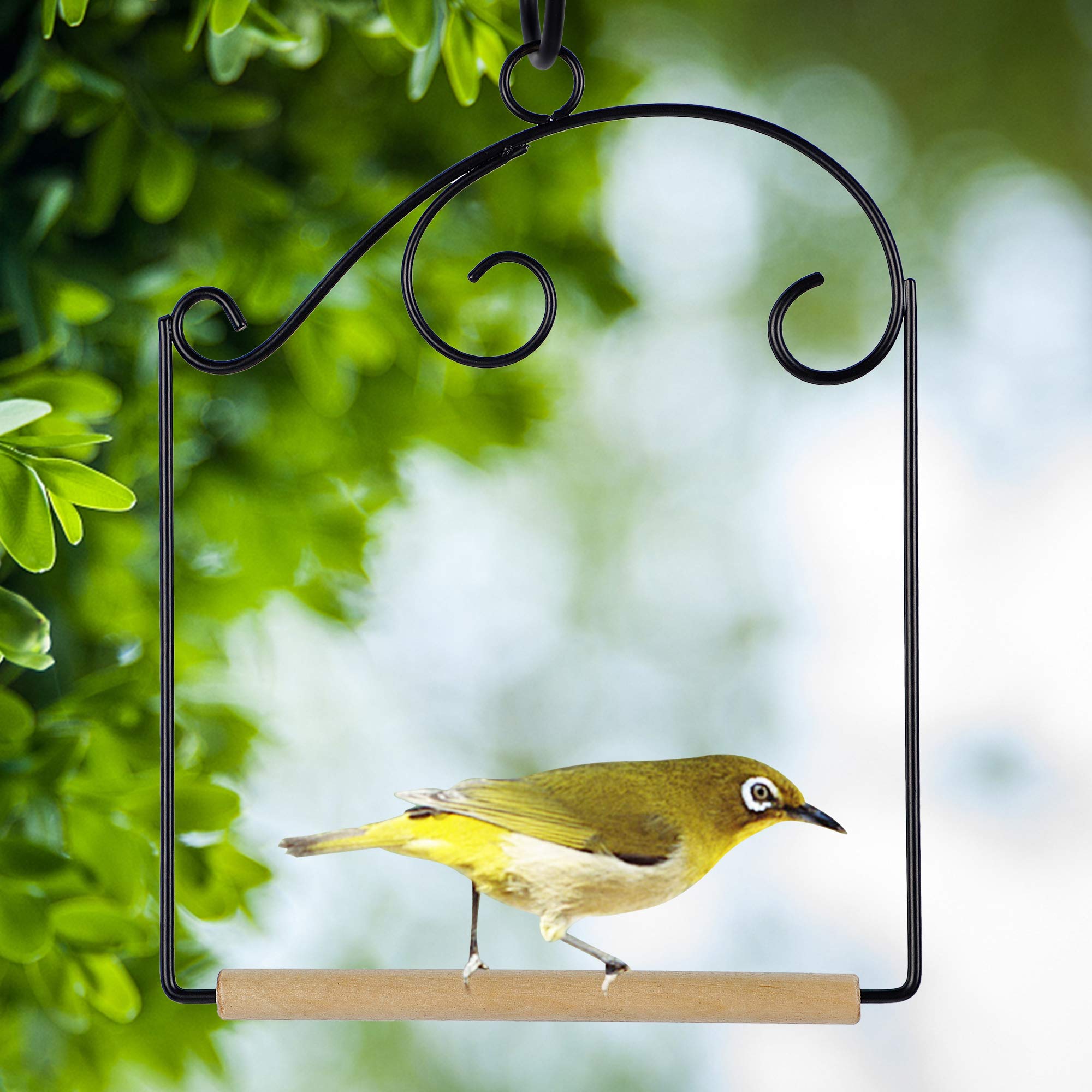winemana Set of 3 Hummingbird Swings, Rust Resistant Metal Frame, Wooden Dowel, Attach to Bird Feeders, Perfect for Hanging Indoor Office Outdoor Trunk Lawn Patio Garden (7.5" x 5.6")