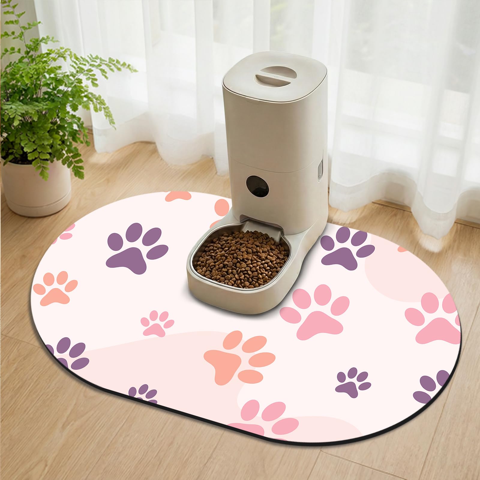 METEOROCK Large Pet Feeding Mat – 28''x17'' Absorbent Dog Mat for Food and Water, Easy Clean Cat Dog Water Bowl Mat, Non-Slip Pet Water Mat Protect Floor, Fit with Automatic Feeders and Double-Bowl