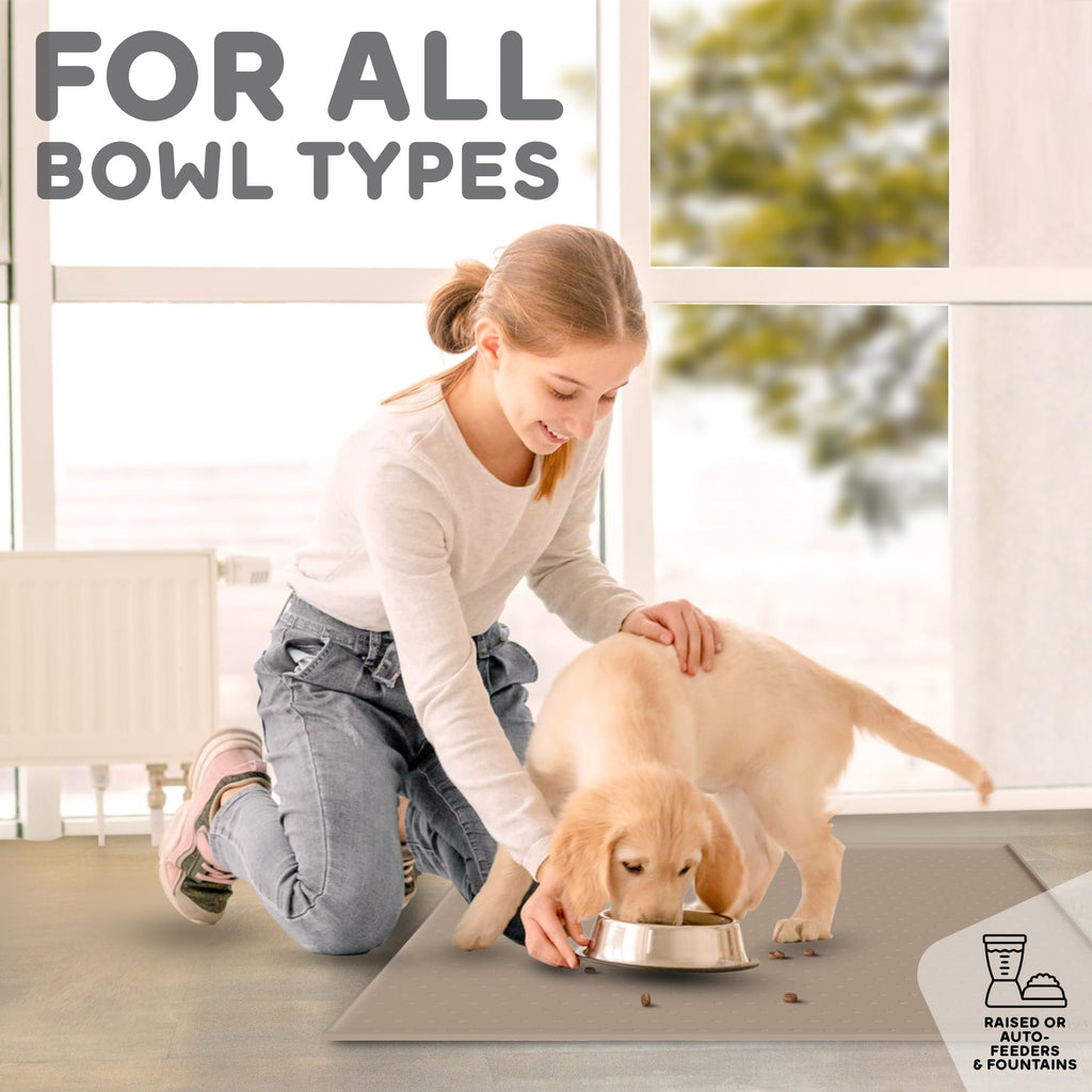 Dog Food Mat - 24x15 Raised Edges Dogs Mat for Food and Water Prevent Spill, Waterproof Cat Food Mats Protect Floors, Easy Clean Dog Bowl Mats for Food and Water, Silicone Pet Feeding Placemats
