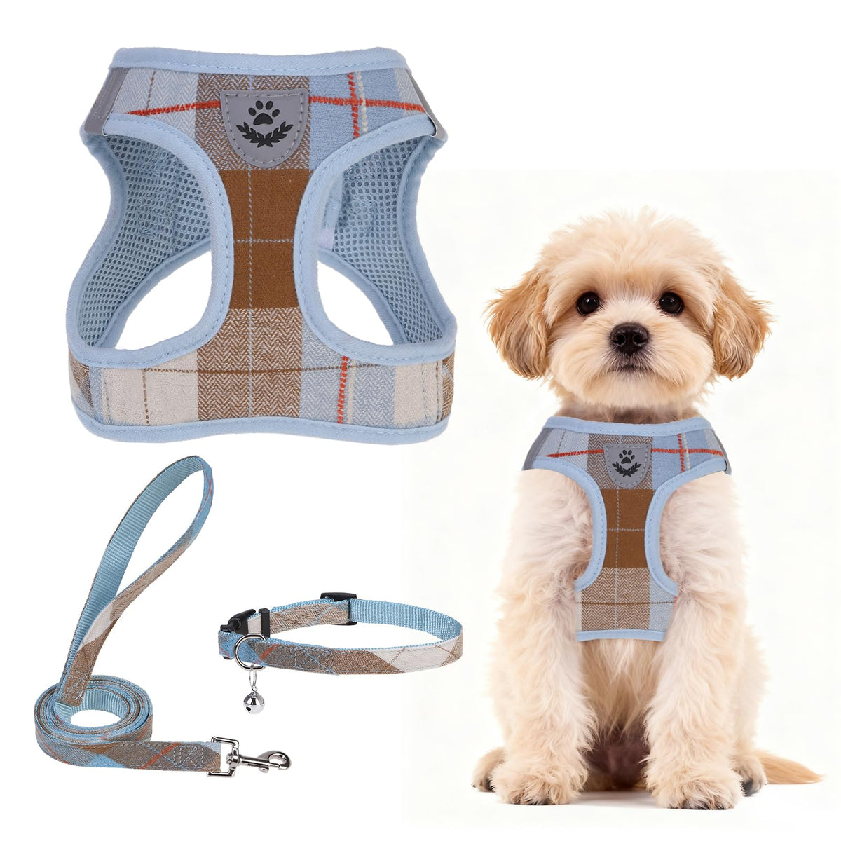PUPTECK Dog Harness, Collar and Leash Set No Pull for Small Medium Sized