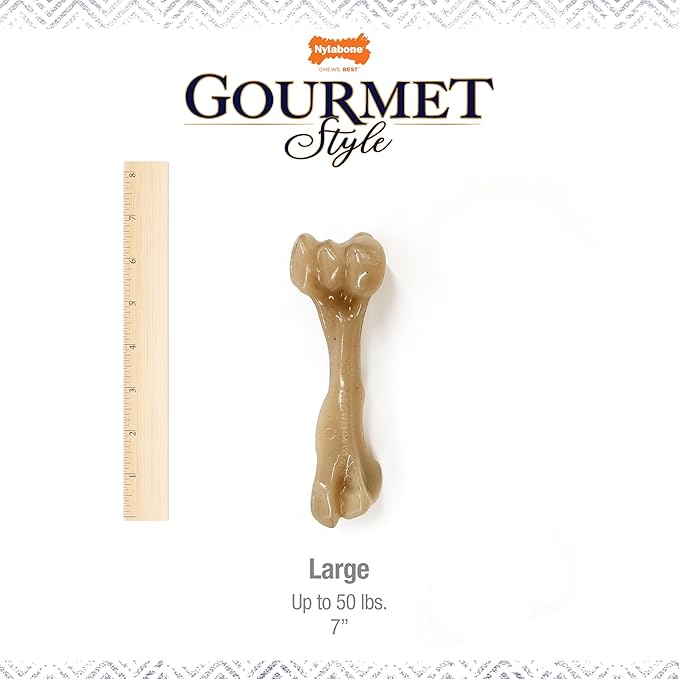 Nylabone Gourmet Style Femur Bone Strong Chew Toy for Dogs, Baby Back Rib Flavor, Large - Up to 50 lb., 1 Count