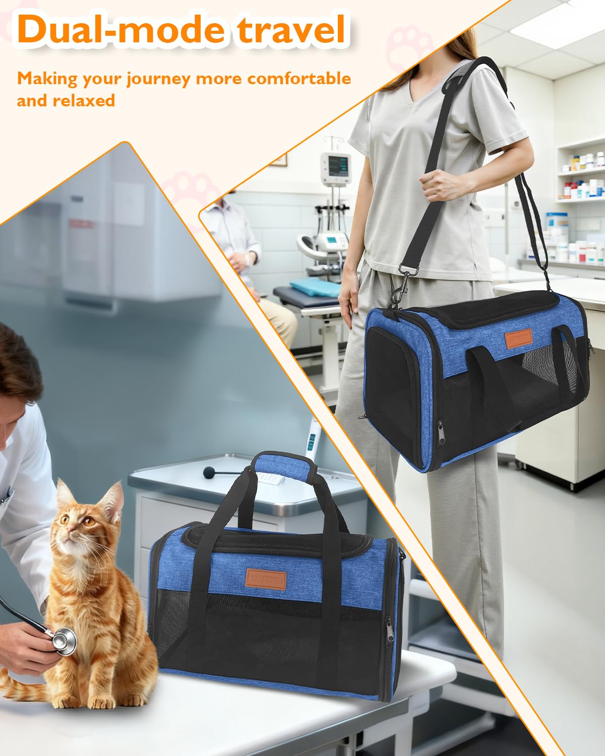 PETUX Airline Approved Pet Carrier for Small Cats up to 12 lb, Blue