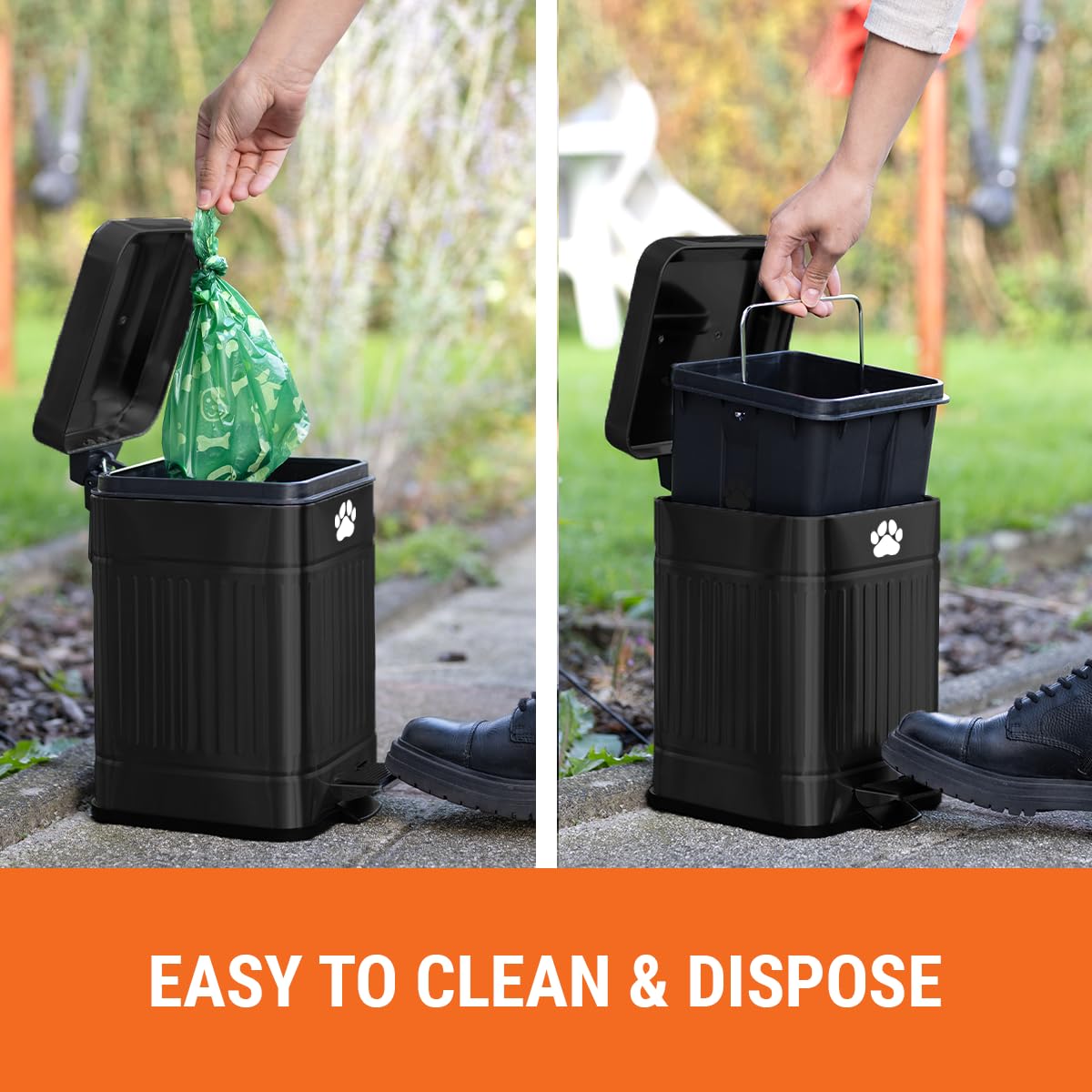 Pupzle Dog Poop Trash Can Outside, 1.3 Gal Outdoor Dog Poop Trash Can