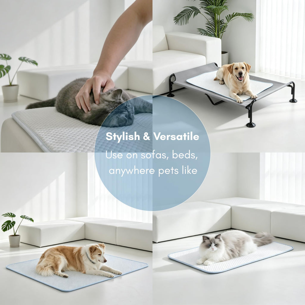 petfelix FrostPro Pet Cooling Mat, Stain & Scratch Resistant QMAX>0.5 for Extra Small Dogs & Small Cats Up to 10 lbs, Self Cooling Mat for Dogs, No Water or Electricity Needed, Blue, Small, 18''*14''
