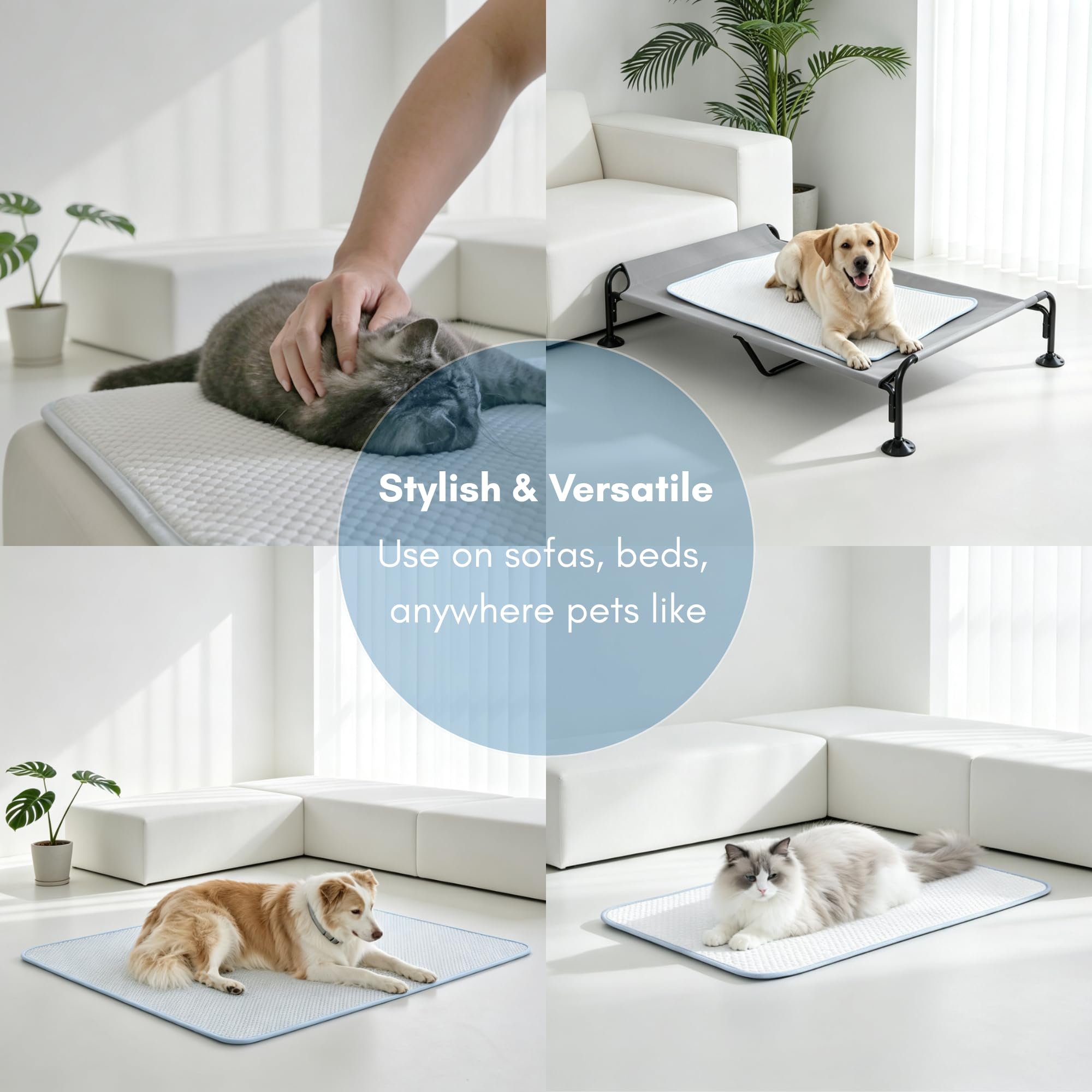 petfelix FrostPro Pet Cooling Mat, Stain & Scratch Resistant QMAX>0.5 for Extra Small Dogs & Small Cats Up to 10 lbs, Self Cooling Mat for Dogs, No Water or Electricity Needed, Blue, Small, 18''*14''
