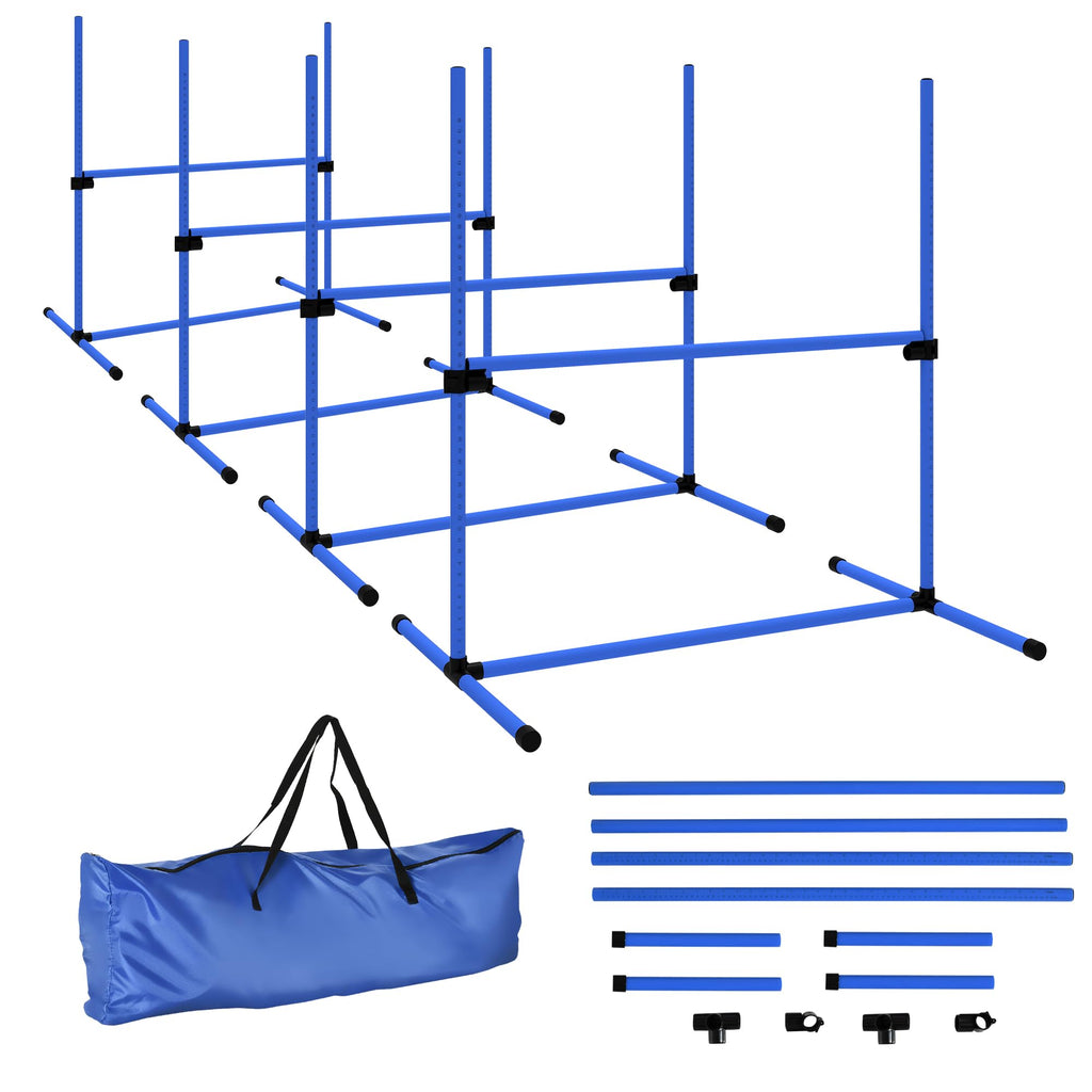PawHut 4 Piece Dog Agility Training Equipment for Dog Agility Course Blue