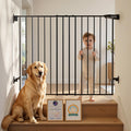 Babelio Baby Gate for Stairs, Kitchen & Doorways, No Bottom Bar| Easy Install| One-Handed Operation| Auto-Close| Hardware Mount Safety Dog Gate (Black - B17, 34" H, 26-43" W-Standard 2 Pcs)