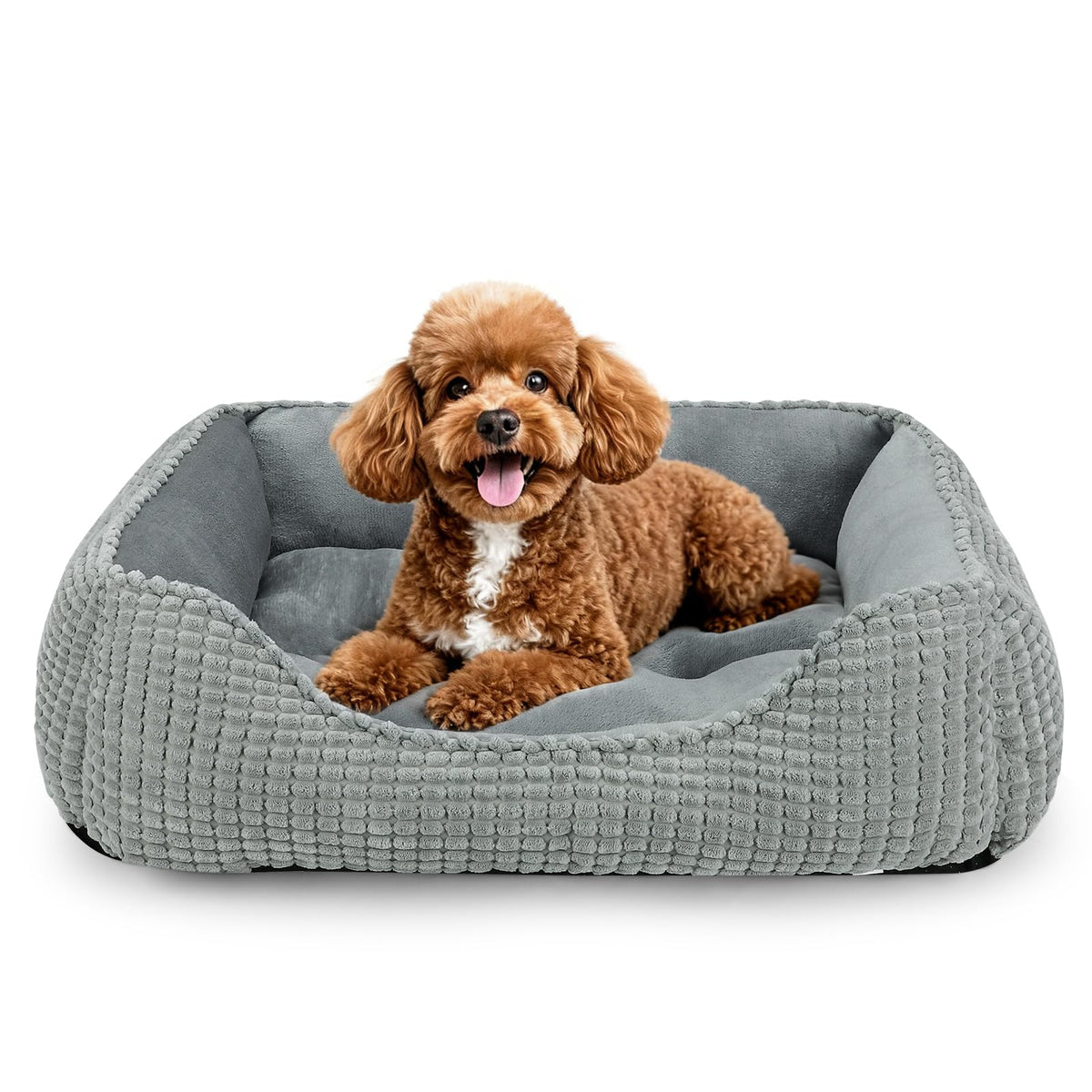 MIXJOY Dog Bed for Large Medium Small Dogs, Rectangle Washable Sleeping Puppy Bed, Soft Calming Cat Beds for Indoor Cats, Orthopedic Pet Sofa Bed, Anti-Slip Bottom with Multiple Size (25'', Grey)