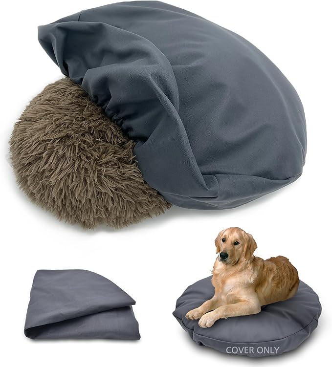 Dog Bed Cover Waterproof Replacement Machine Washable Covers for 36x36 Inch Dog Bed Heavy Duty Scratch Resistant Mattress Protector Pet Bed Round Grey Cover Only