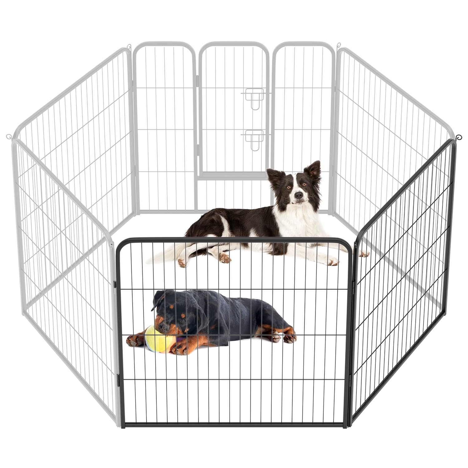 BestPet | Dog Playpen Extender | 32 Inch, 2 Panels | Heavy Duty Metal Pet Exercise Pen | Indoor Outdoor Fence Panels | Rust-Resistant, Removable, Tool-Free Setup | Anti-Skid, Expandable Design
