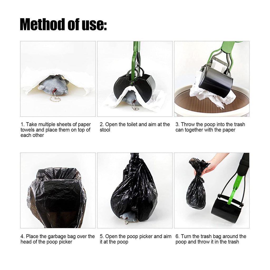 Pet Pooper Scooper, Long Handle Folding Poop Scoop, Stable Jaw Scoop Easy for Small Pet Poop, Pick Up Animal Waste Dog Puppy Cat Waste Picker Cleaning Tools Outdoor Dog Pooper Scooper(green+black)