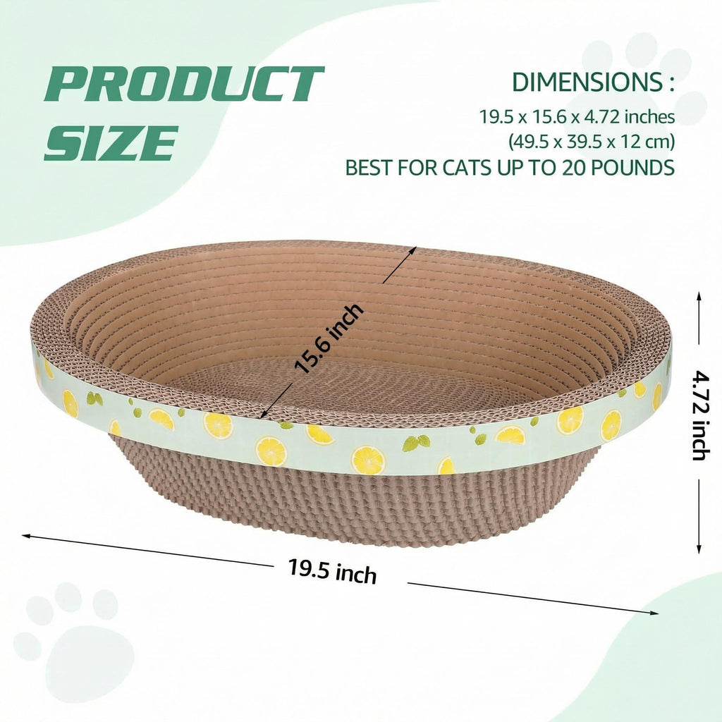 ROMOHOM Oval Large Cat Scratcher Cardboard Bed Lounger Couch, Cat Scratching Board Lounge Box Durable, Corrugated Cat Scratch Pad for Indoor Cats Furniture Protector 19.5" × 15.6" × 4.7"