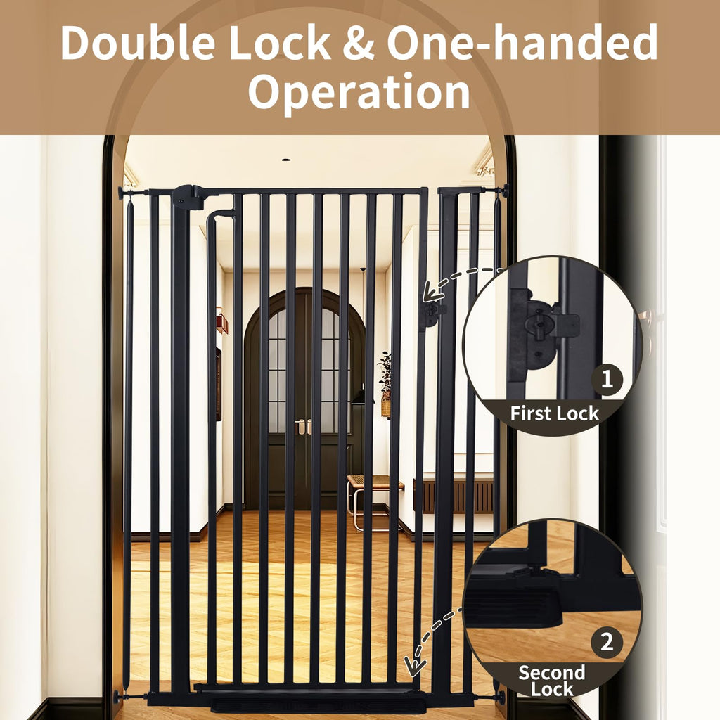 59" Extra Tall Cat Gate for Doorway, 29.4-33.4" Wide, Black