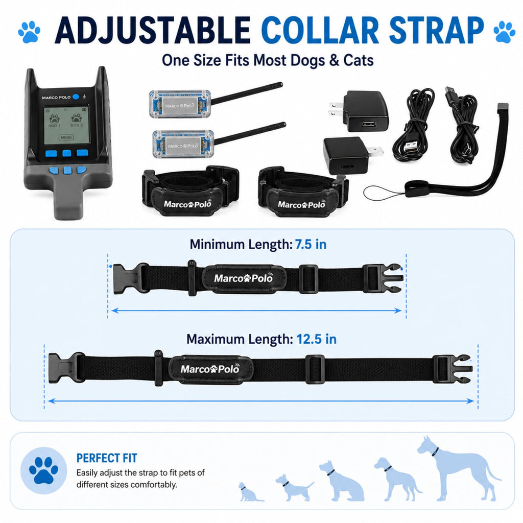 Marco Polo Pet Tracker System for 2 Cats or Dogs - GPS Alternative, No Monthly Fee, Waterproof Long Range RF Finder, Multi-Pet Monitoring Safety Tags