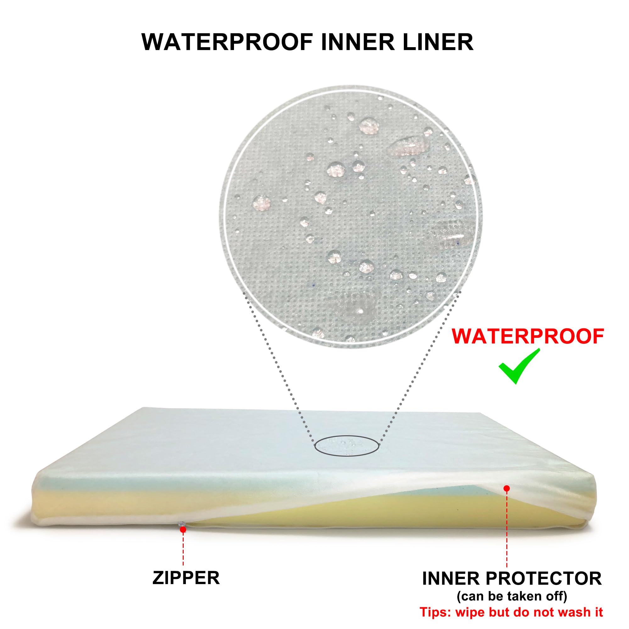 Whoopub Hard-Wearing Orthopedic Dog Bed for Crate, 47x29 Inch, Made of Memory and HR Foam, Two-Sided Use, Providing Soft and Relatively Hard Support, with an Extra Inner Waterproof Protector (Gray)