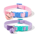 YUDOTE Elastic Cat Collar 2 Pack of Safety Quick Release Cat Collars with Bell Anti-Suffocation Kitten Puppy Collars(Pink+Lilac)