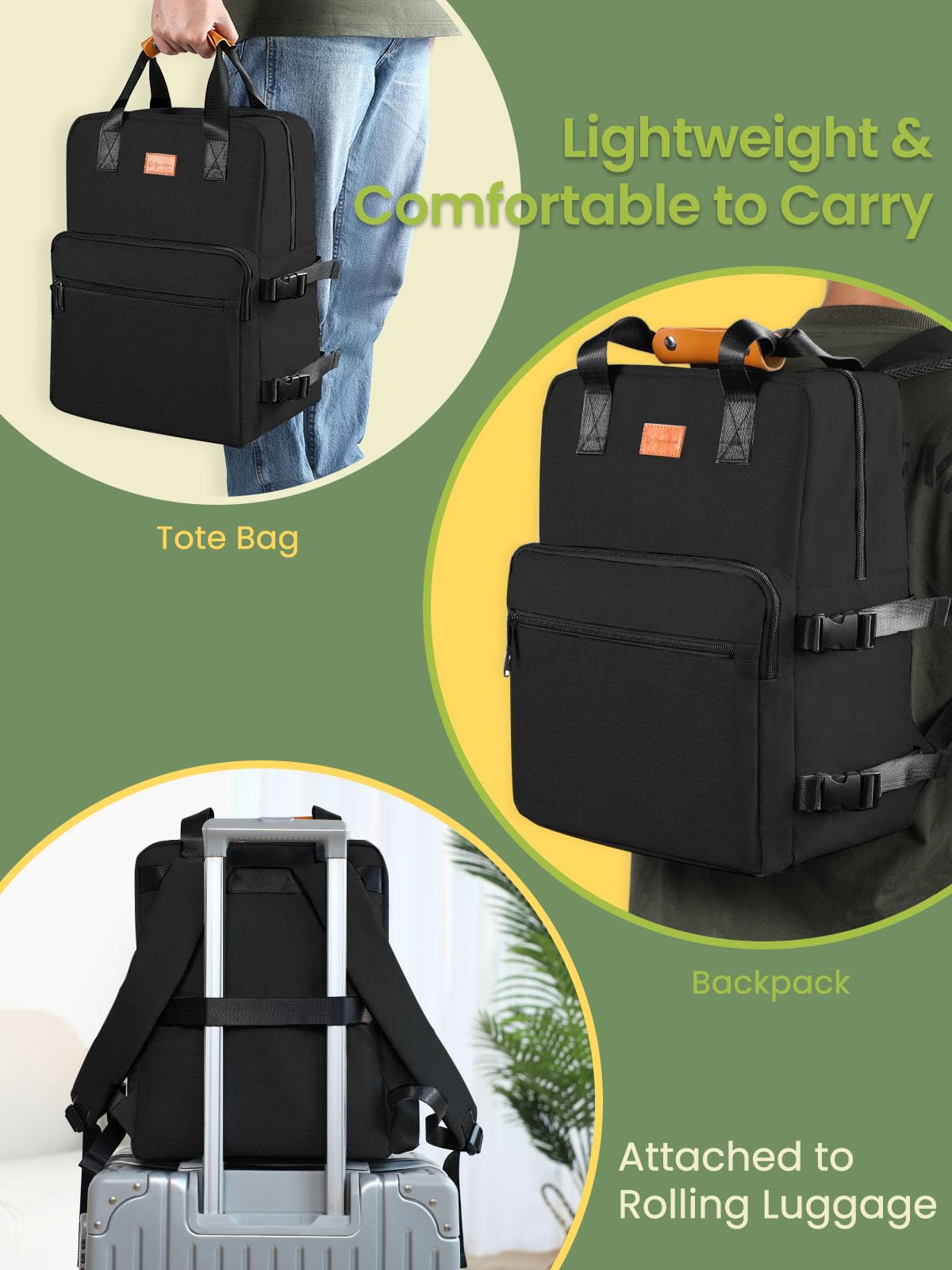 DELOMO Dog Travel Bag, 25L Airline Approved Dog Travel Backpack Set, Black