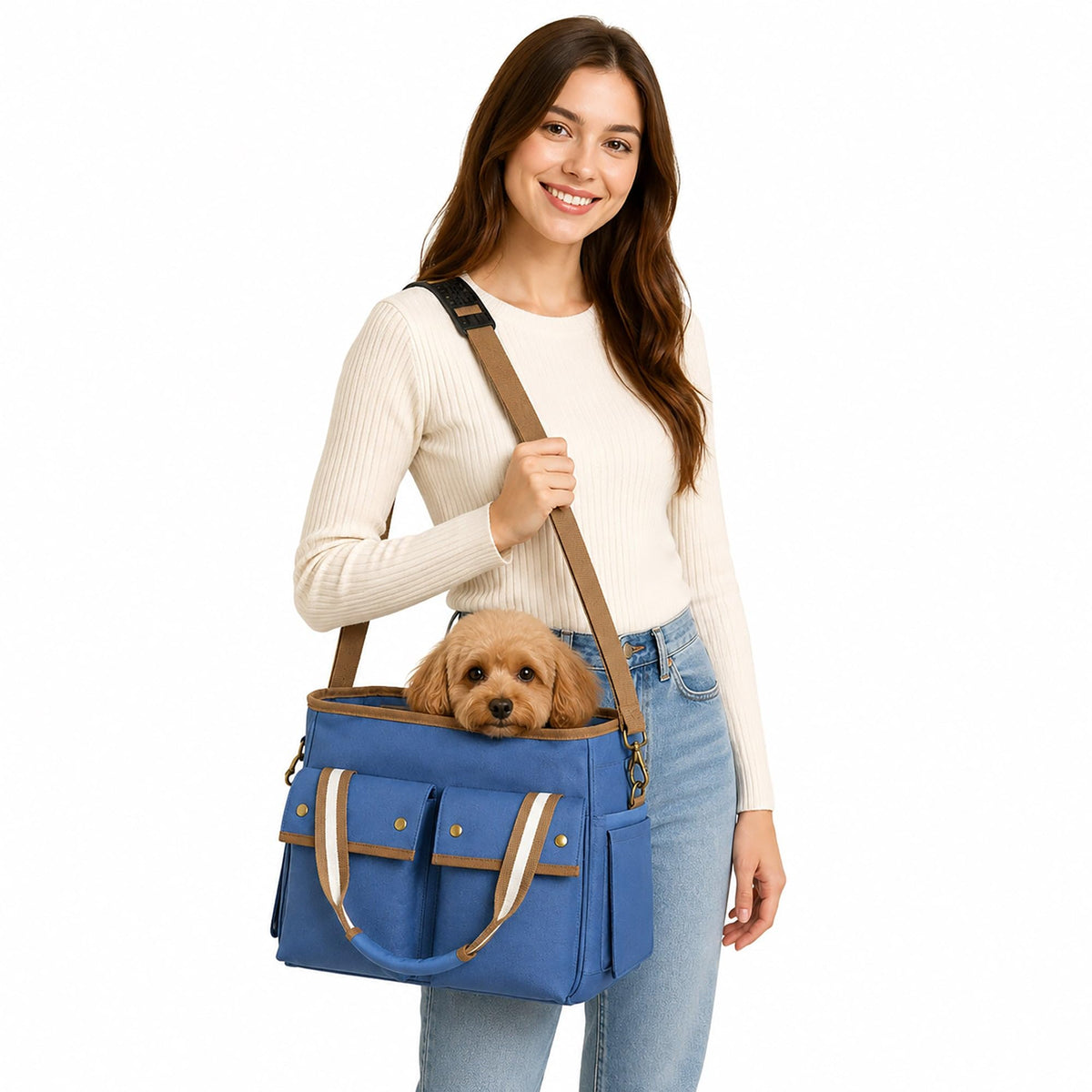 Pet Life Pet Carrier - Dual-Pocketed Airline Approved Carrier - Blue
