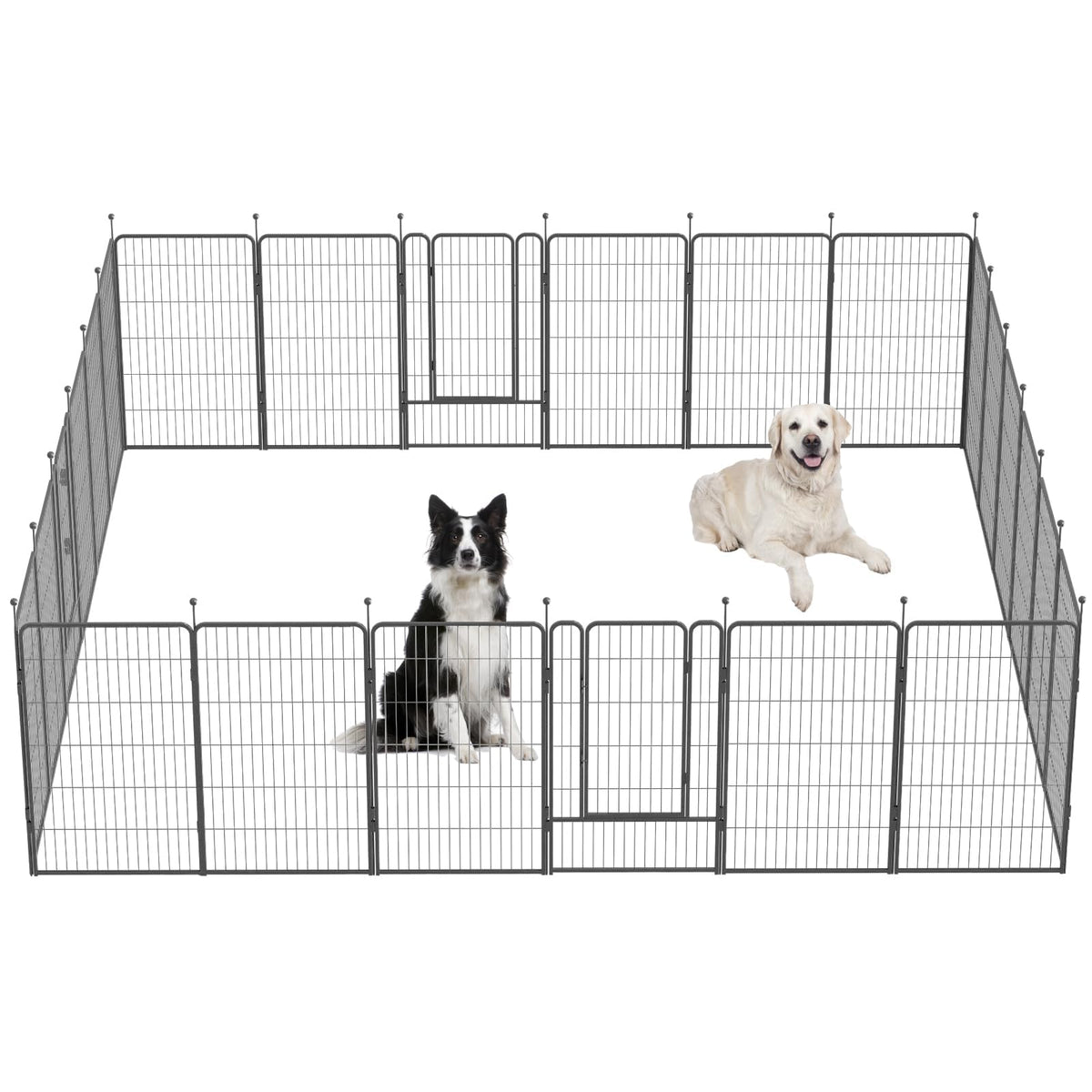 Dog Playpen,32/40/45 Inch Height in Heavy Duty, Folding Indoor Outdoor Anti-Rust Dog Exercise Fence, Portable Pet Playpen with Door for Large Medium Small Dogs and Pet (32 Panels, 45 Inch) Silver