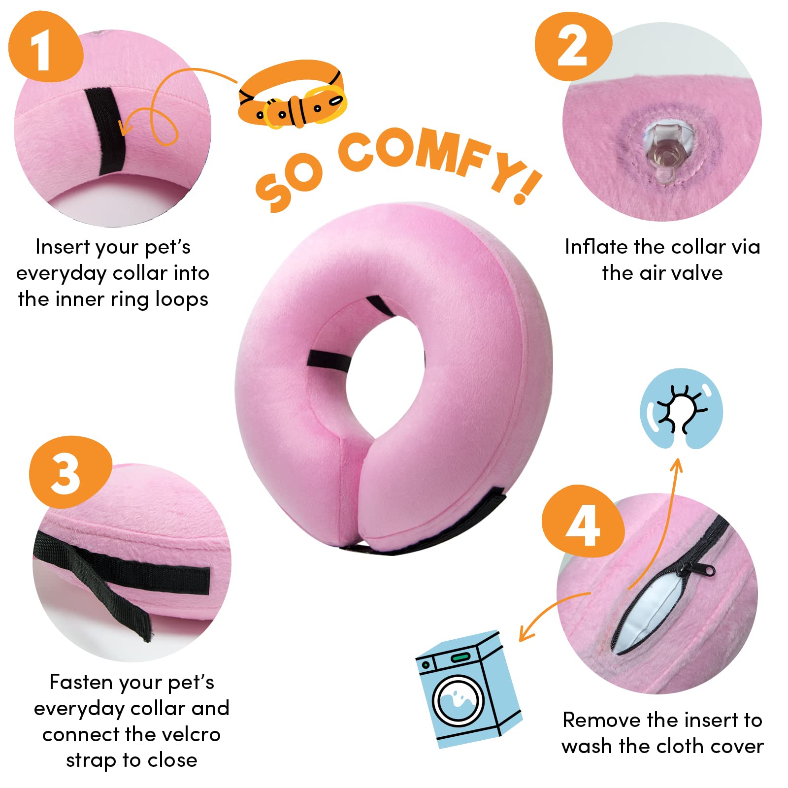 BENCMATE Inflatable Dog Cone Collar Alternative After Surgery XLarge, Pink