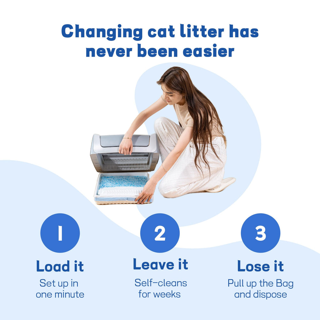 Crystal Cat Litter & Disposable Litter Trays 2 Sets, Compatible with Petsafe Scoop-Free Classic/Legacy/Smart Litter Boxes, Triple Leakproof, Premium Odor Control & Simple one-Hand Disposal